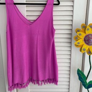 Lilly Pulitzer top in a rich purple with fringe detail on the bottom. Size XL